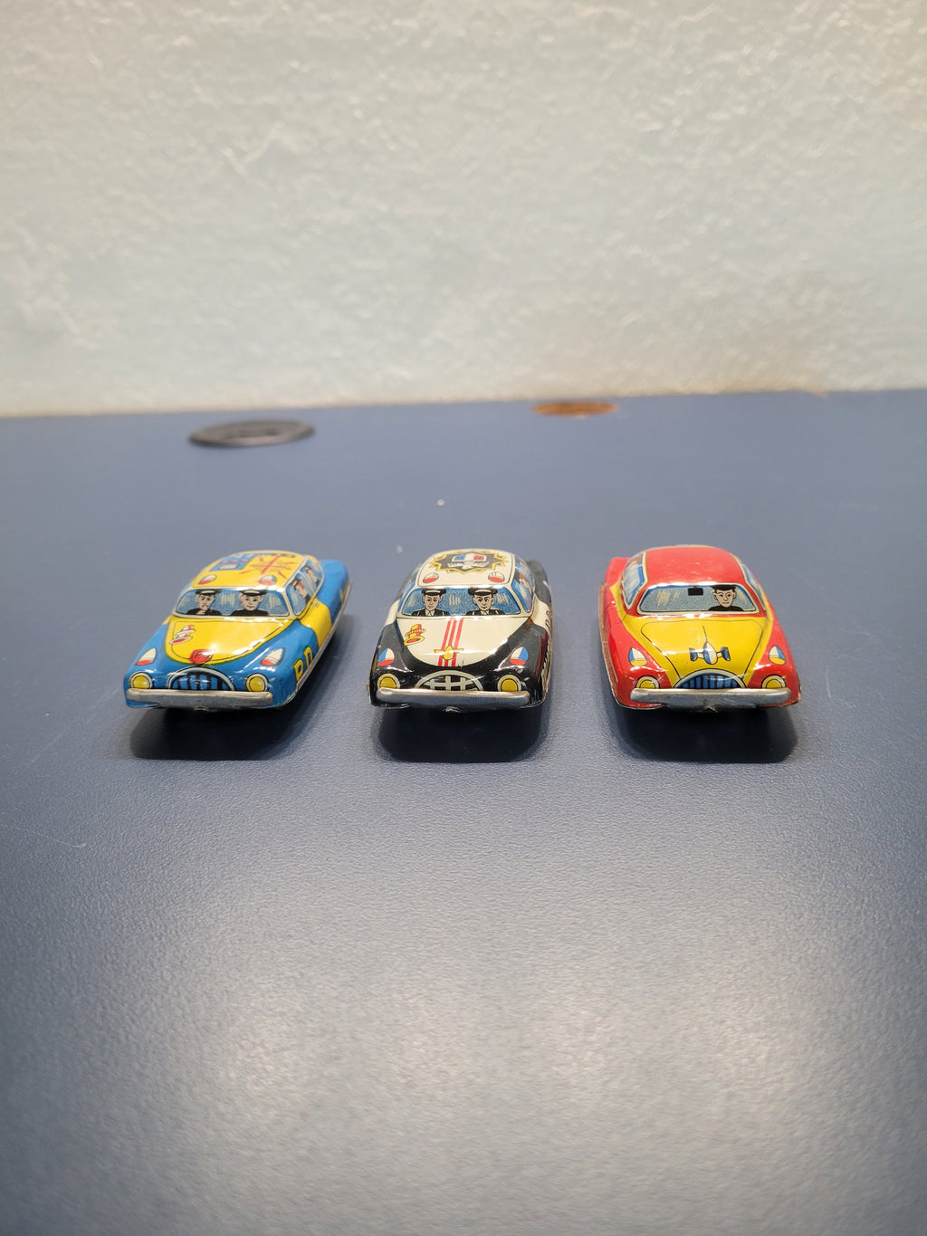Rare 1950s Japanese Tin Litho Friction Police Car Collection