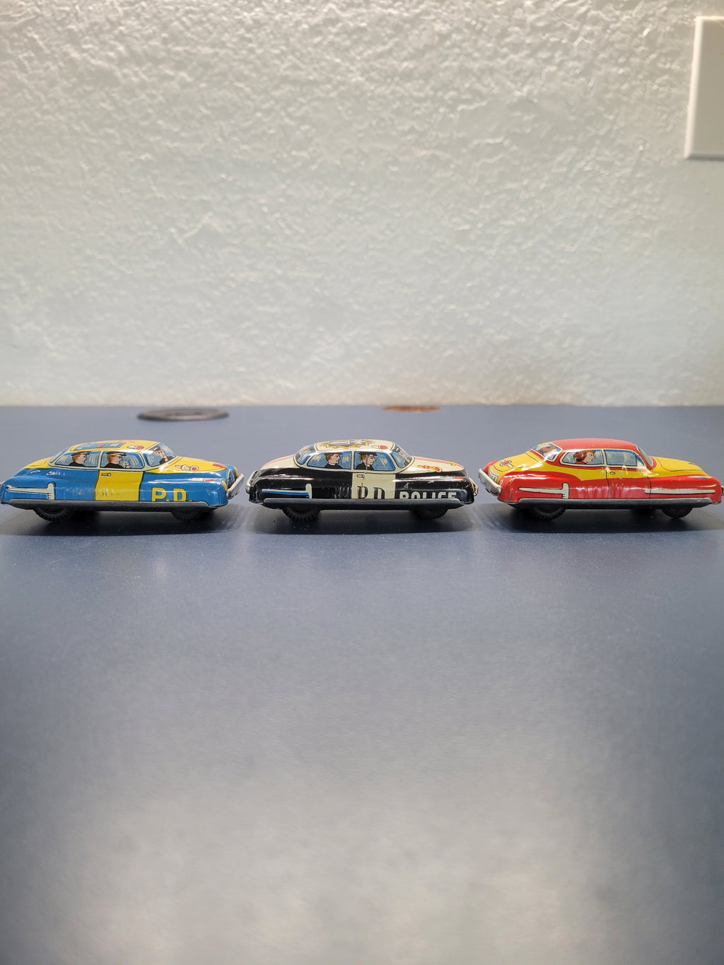 Rare 1950s Japanese Tin Litho Friction Police Car Collection