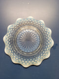 Vintage 1940s Anchor Hocking Moonstone Hobnail Opalescent Ruffled Bowl – Near Mint!