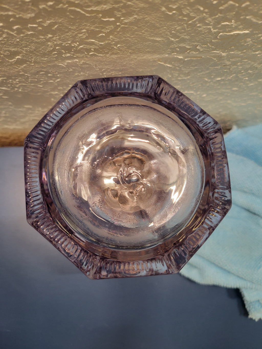 Antique EAPG Sun-Purpled Syrup Pitcher – Ribbed Glass with Metal Flip Lid (c. 1890)