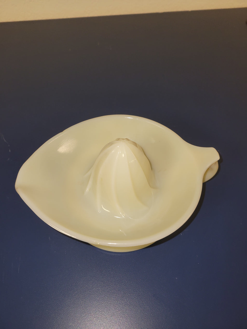 Vintage McKee Sunkist Citrus Juicer Reamer - 1930s Yellow Custard Glass - French Ivory