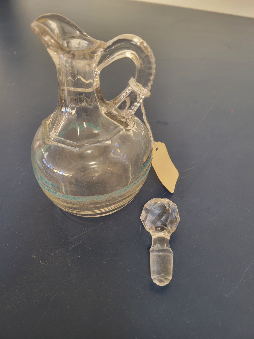 Vintage Clear Glass Cruet Decanter with Faceted Stopper