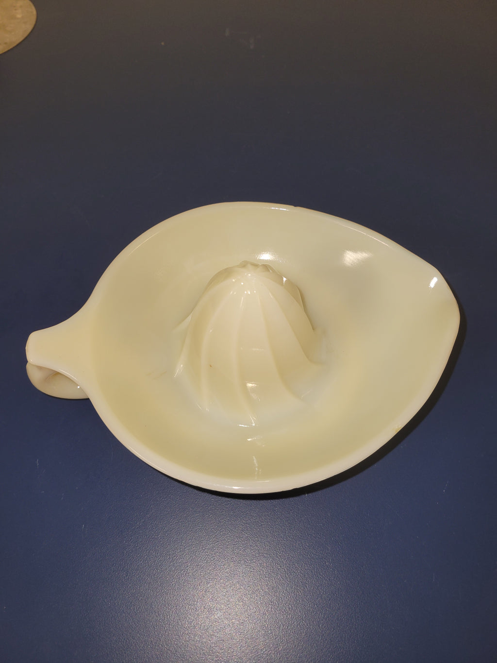 Vintage McKee Sunkist Citrus Juicer Reamer - 1930s Yellow Custard Glass - French Ivory