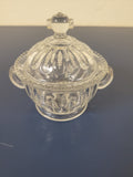 Vintage Glass Sugar Bowl w/ Lid & Handles – Retro Candy Dish – Elegant Pressed Glass ✨