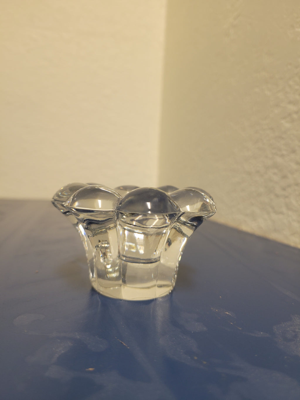 Vintage Heisey Crystolite 8-Petal Flower Candle Holder