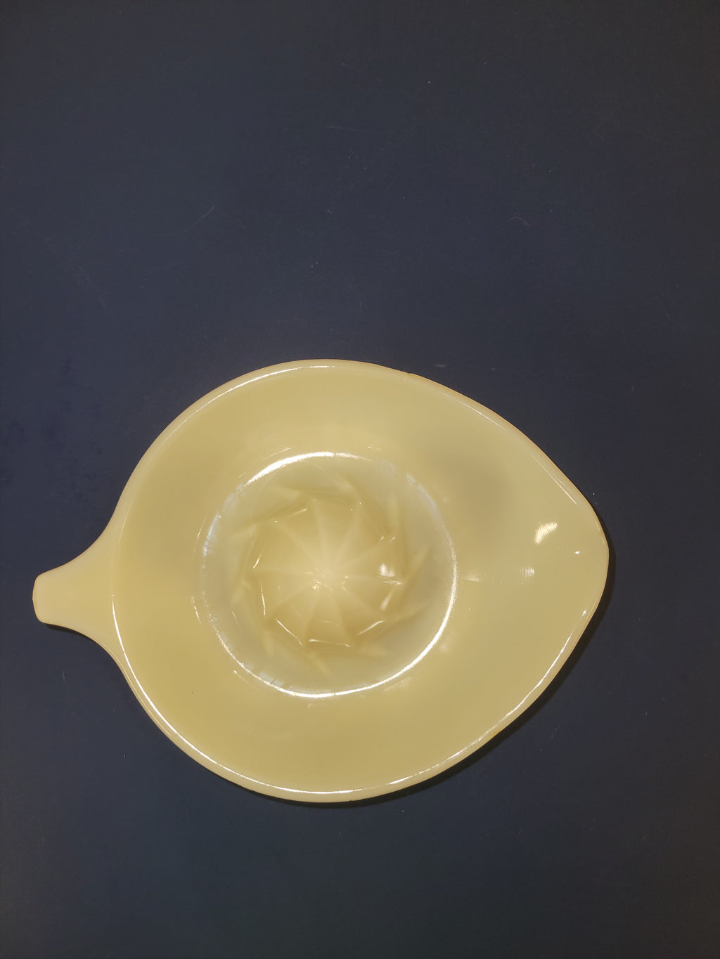 Vintage McKee Sunkist Citrus Juicer Reamer - 1930s Yellow Custard Glass - French Ivory